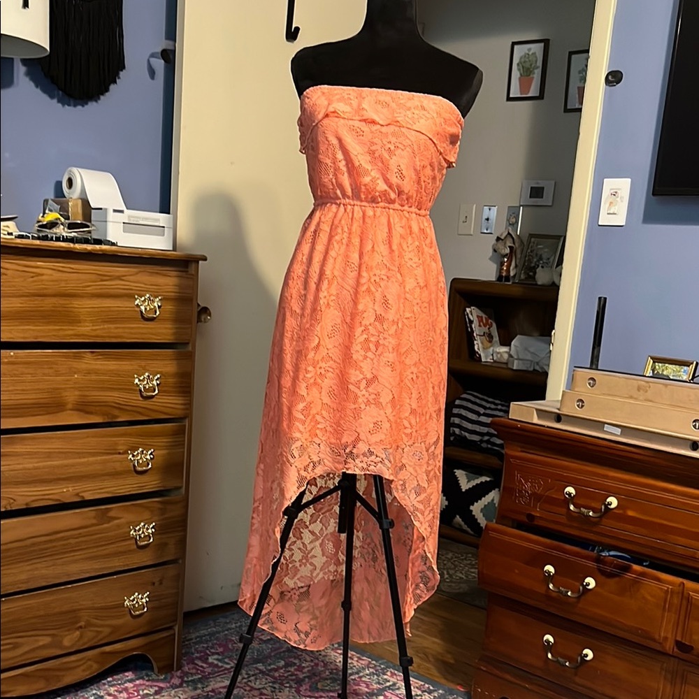 Elegant Lace Coral Dress